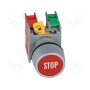 Переключатель кнопочный 1-позиционный AUSPICIOUS PBF22-1OC R STOP (PBF22-1-O/C-R-O)