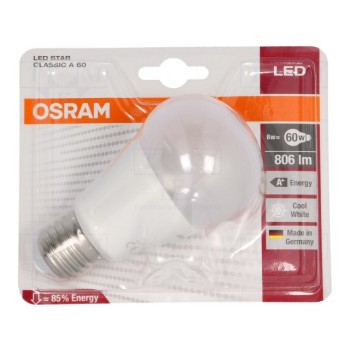 Лампочка LED холодный белый OSRAM OS-E27-8W-W
