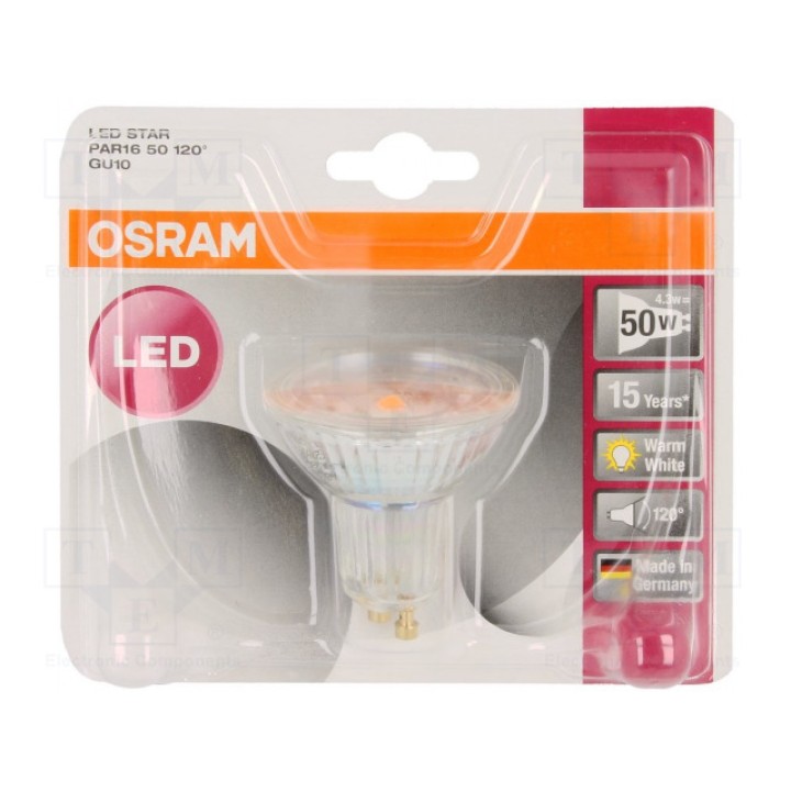 Лампочка LED теплый белый OSRAM 4052899958081 (OS-GU10-4.4W-WW)