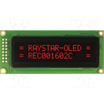 Дисплей oled алфавитно-цифровой RAYSTAR OPTRONICS REC001602CRPP5N00000