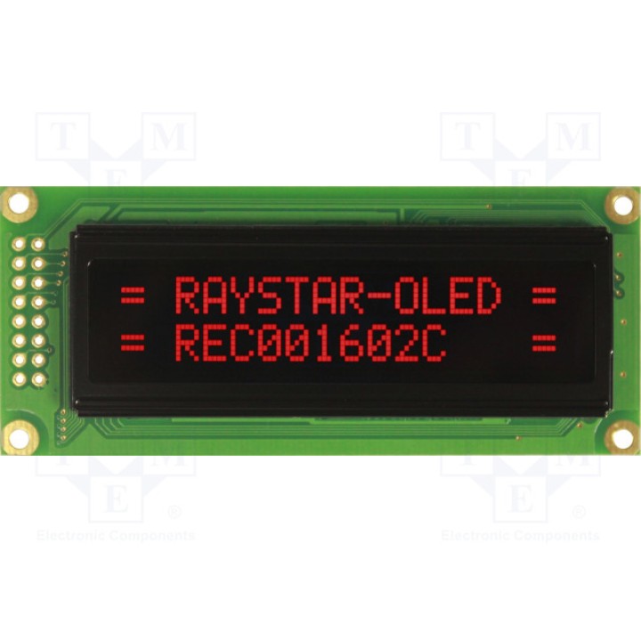Дисплей oled алфавитно-цифровой RAYSTAR OPTRONICS REC001602CRPP5N00000 (REC001602CRPP5N0)