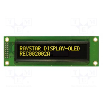 Дисплей oled алфавитно-цифровой RAYSTAR OPTRONICS REC002002AYPP5N00001