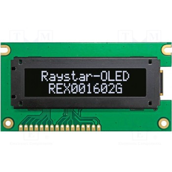 Дисплей OLED RAYSTAR OPTRONICS REX001602GWPP5N0