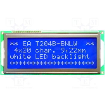 Дисплей lcd алфавитно-цифровой ELECTRONIC ASSEMBLY EA T204B-BNLW