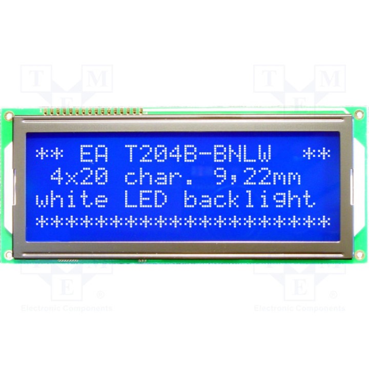 Дисплей lcd алфавитно-цифровой ELECTRONIC ASSEMBLY EA T204B-BNLW (EAT204B-BNLW)