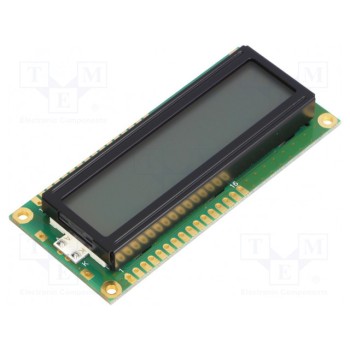 Дисплей LCD алфавитно-цифровой POWERTIP NPC1602LRS-GWA-K