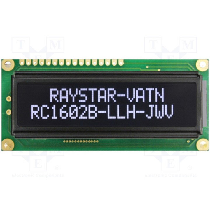 Дисплей LCD RAYSTAR OPTRONICS RC1602B-LLH-JWV (RC1602B-LLH-JWV)