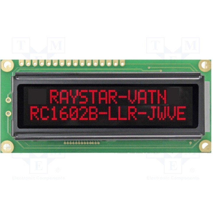 Дисплей LCD RAYSTAR OPTRONICS RC1602B-LLR-JWVE (RC1602B-LLR-JWVE)
