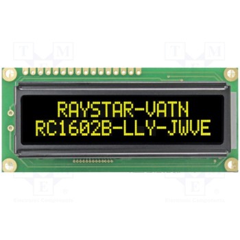Дисплей LCD RAYSTAR OPTRONICS RC1602B-LLY-JWVE