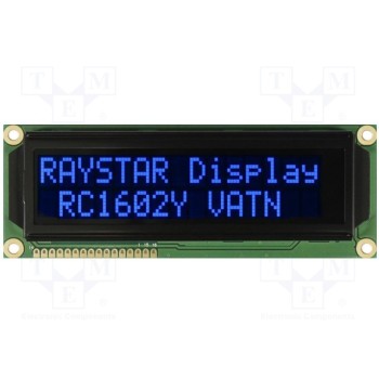 Дисплей LCD алфавитно-цифровой RAYSTAR OPTRONICS RC1602Y-LLB-JWVE