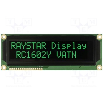 Дисплей LCD алфавитно-цифровой RAYSTAR OPTRONICS RC1602Y-LLG-JWVE