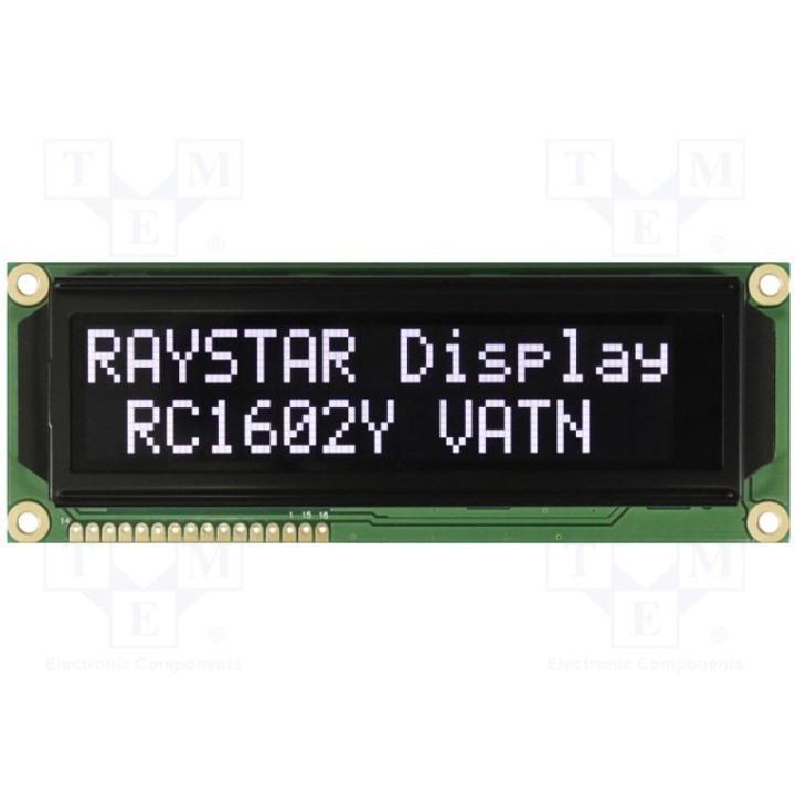 Дисплей LCD алфавитно-цифровой RAYSTAR OPTRONICS RC1602Y-LLH-JWV (RC1602Y-LLH-JWV)