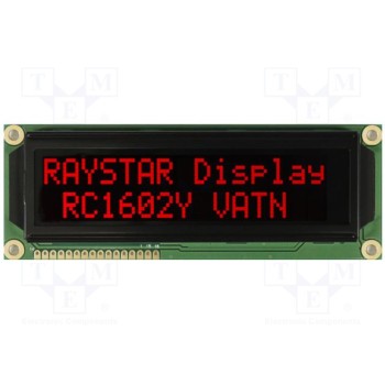 Дисплей lcd алфавитно-цифровой RAYSTAR OPTRONICS RC1602Y-LLR-JWVE