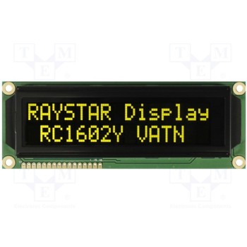 Дисплей LCD алфавитно-цифровой RAYSTAR OPTRONICS RC1602Y-LLY-JWVE