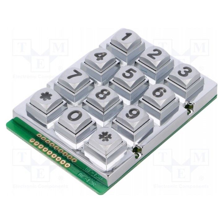 Клавиатура металл количество кнопок 12 ACCORD AK-207-N-SSL-WP-MM-DS (KB207-MNS-WP-G)