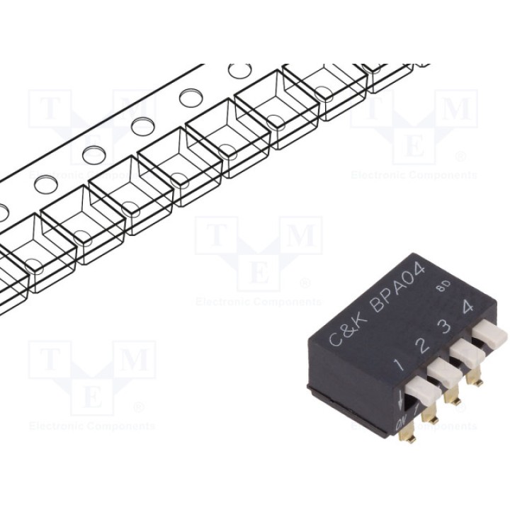 DIP переключатель 4 секционный C&K BPA04SBR (BPA04SBR)