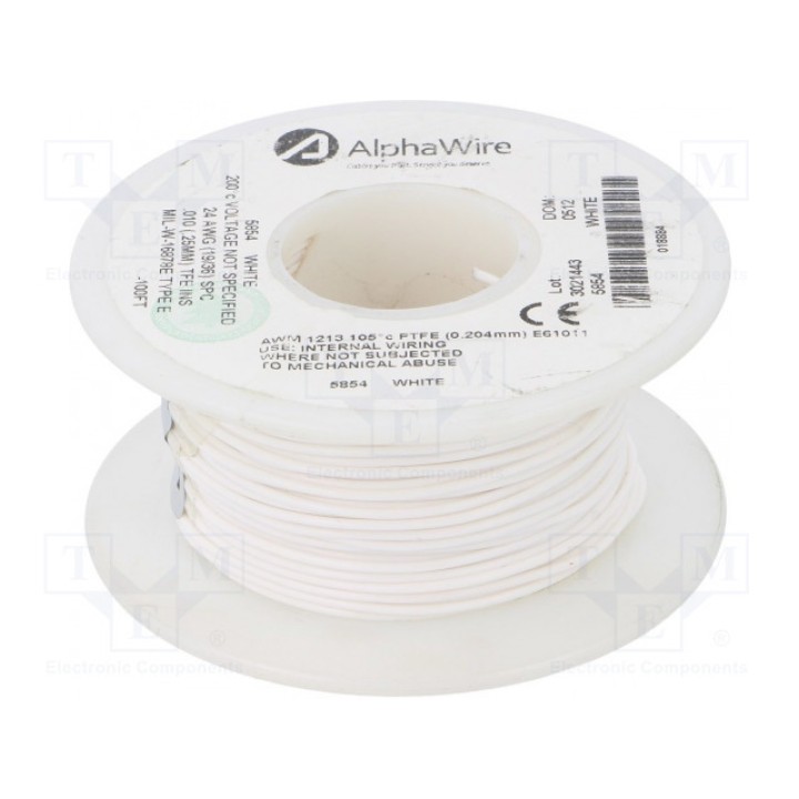 Провод UL AWM 1213 многопров Cu 24AWG ALPHA WIRE 5854 WH005 (5854-WH005)