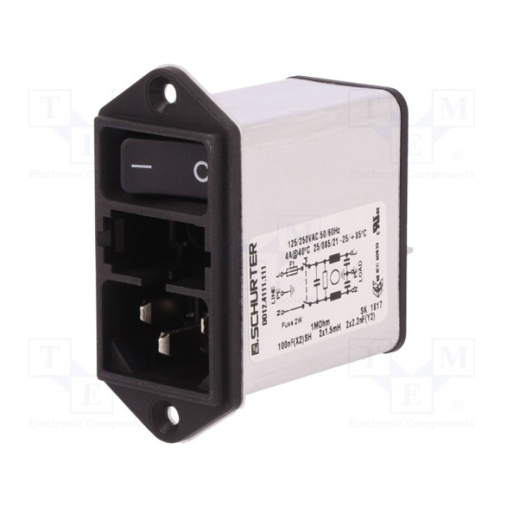 Разъем питания ac гнездо SCHURTER DD12.4111.111 (DD12.4111.111)