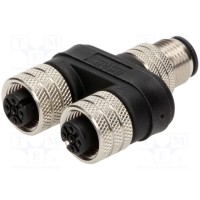 Тройник м12 "папа",2 м12 "мама" MOLEX 120068-0139