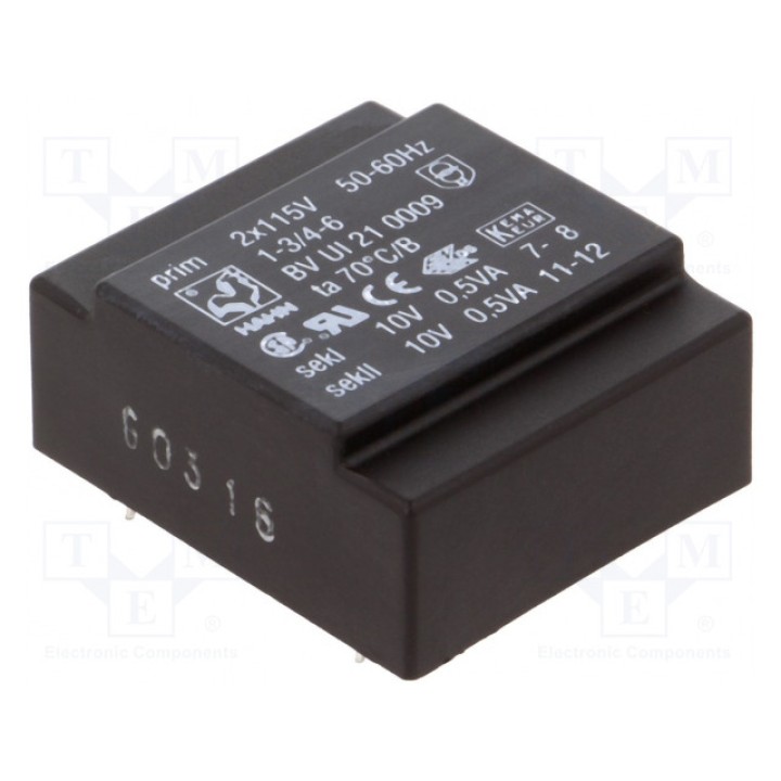 Трансформатор залитый 1ВА 115/115ВAC 10В HAHN BV UI 21 0009 (BVUI210009)