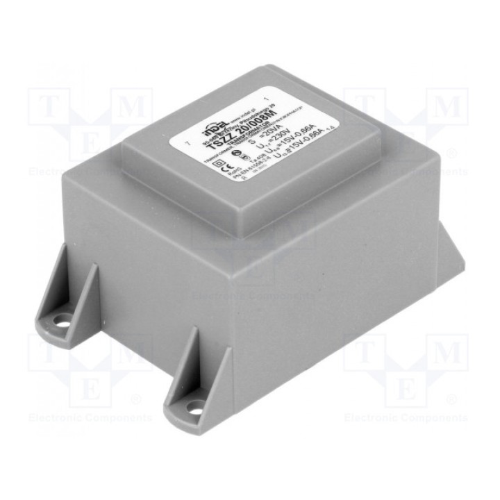 Трансформатор залитый 20ВА 230ВAC 15В INDEL TSZZ20008M (TSZZ16-2X15V)