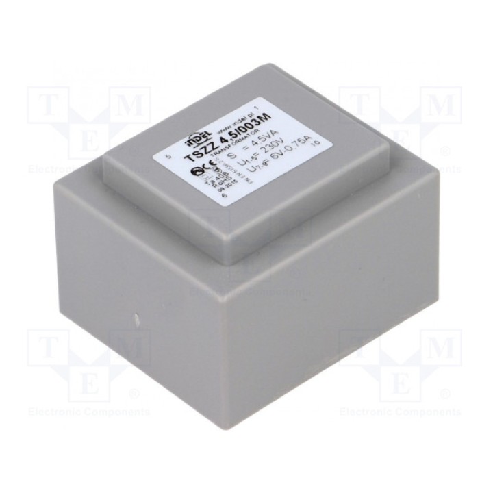 Трансформатор залитый 45ВА 230ВAC INDEL TSZZ4.5003M (TSZZ4-6V)