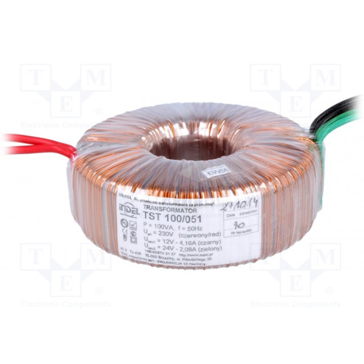 Трансформатор тороидальный 100ВА 230ВAC INDEL TST 100051 (TST100W-12V-24V)