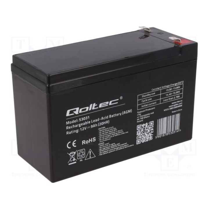Свинцовый аккумулятор QOLTEC ACCU-HP9-12Q(53031)