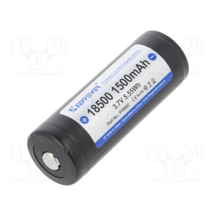 Li-Ion аккумулятор KEEPPOWER ACCU-ICR18500PCB(ICR18500-150PCM 1500MAH PROTECTED)