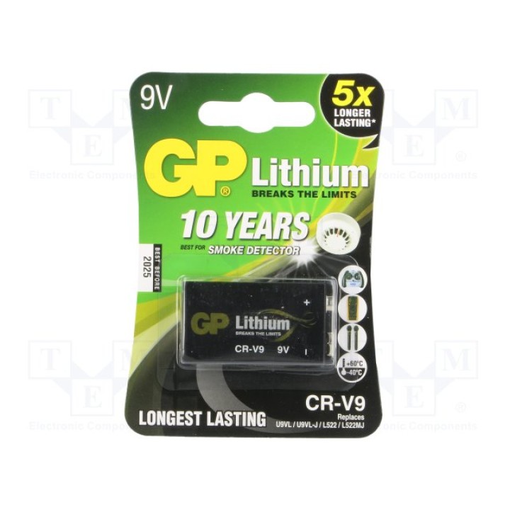 Литиевые батарейки GP BAT-6F22-LTGP(CRV9 GP B1)
