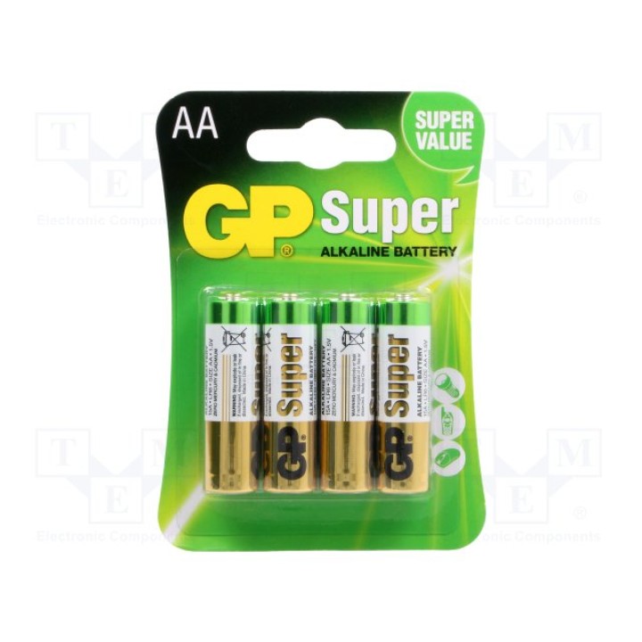 Алкалиновые батарейки GP BAT-LR6GP-B4(15A-U4)