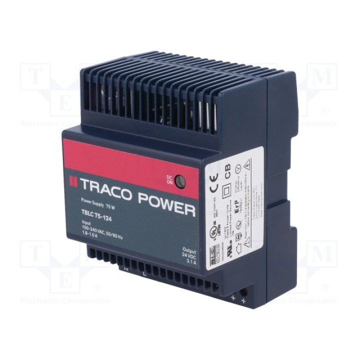 Блок питания на DIN-рейку TRACO POWER TBLC75-124(TBLC 75-124)