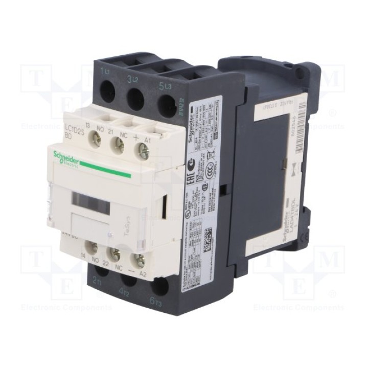 Контактор 3 полюсный SCHNEIDER ELECTRIC LC1D25BD(LC1D25BD)