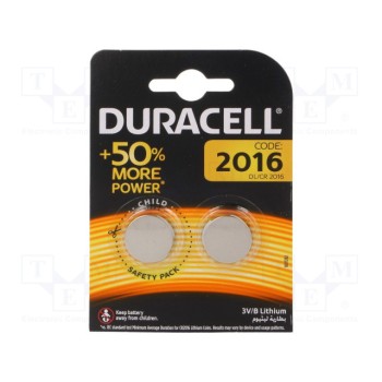 Батарея литиевая DURACELL BAT-CR2016-DR-B2