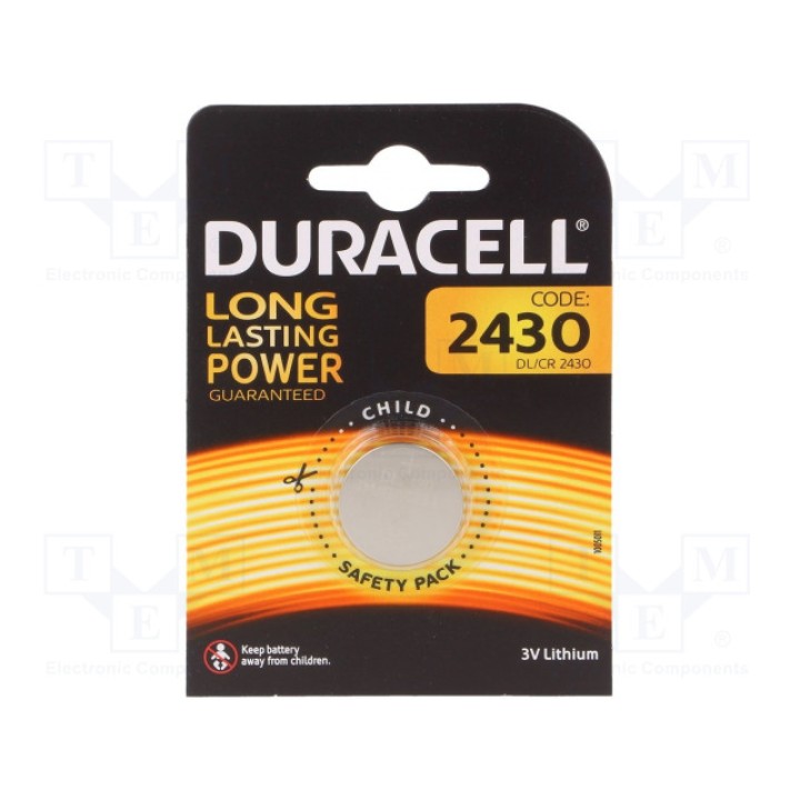 Батарея литиевая DURACELL DL2430 (BAT-CR2430-DR-B1)