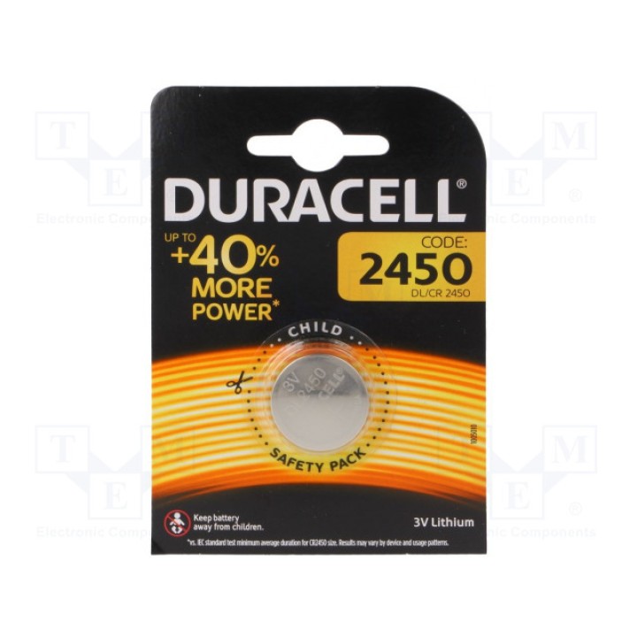 Батарея литиевая DURACELL CR2450 (BAT-CR2450-DR)