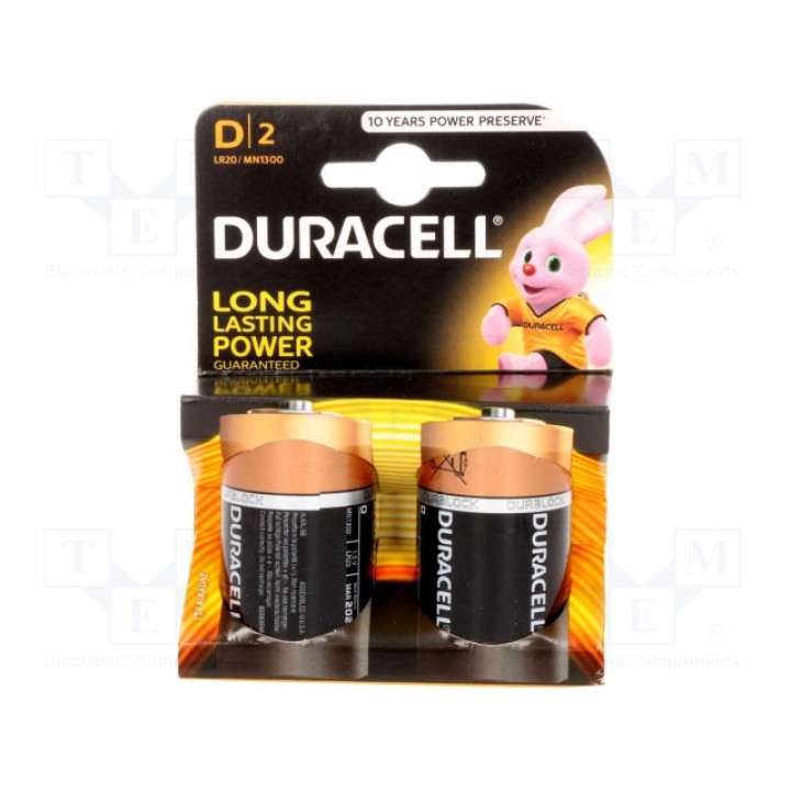 Батарея щелочная 1,5В DURACELL LR20DMN1300(K2) (BAT-LR20-DR-B2)