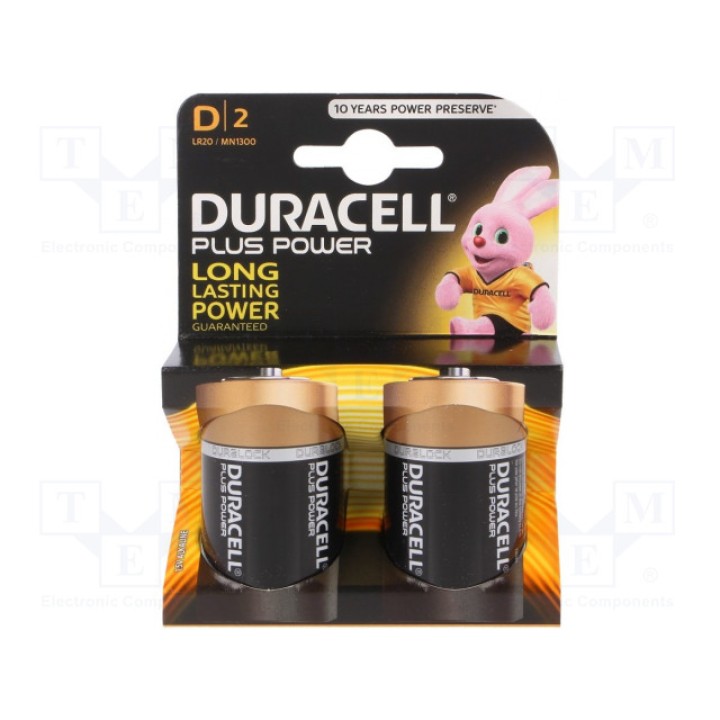 Батарея щелочная 1,5В DURACELL LR20D (K2) PLUS POWER (BAT-LR20-DR-PLUSB2)