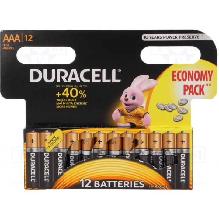 Батарея щелочная DURACELL LR3AAAMN2400(K12) ECONOMY PACK (BAT-LR3-DR-B12)