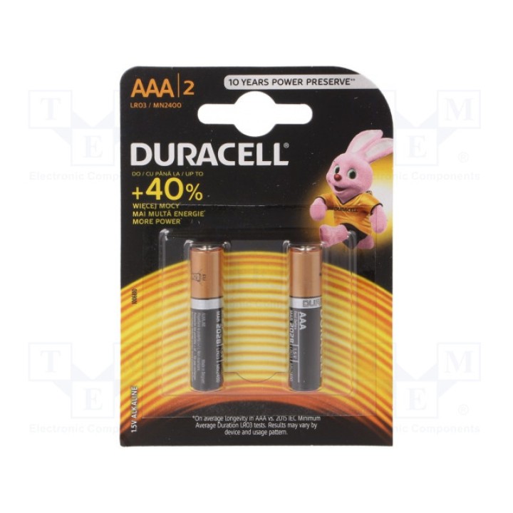 Батарея щелочная DURACELL LR3AAAMN2400(K2) ECONOMY PACK (BAT-LR3-DR-B2)