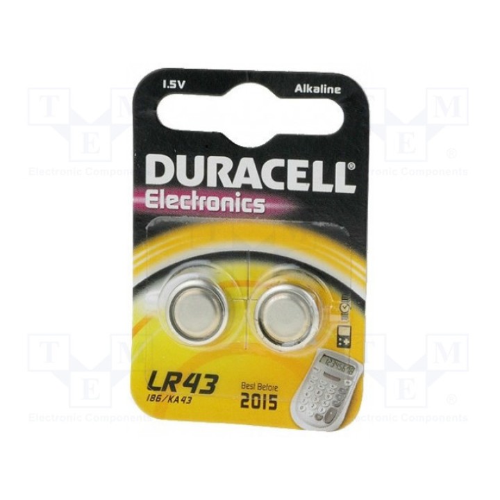 Батарея щелочная DURACELL LR43 (BAT-LR43-DR)