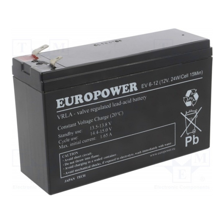 Аккум свиноцово-кислотный EUROPOWER EV 6-12 (ACCU-EV6-12-EUR)