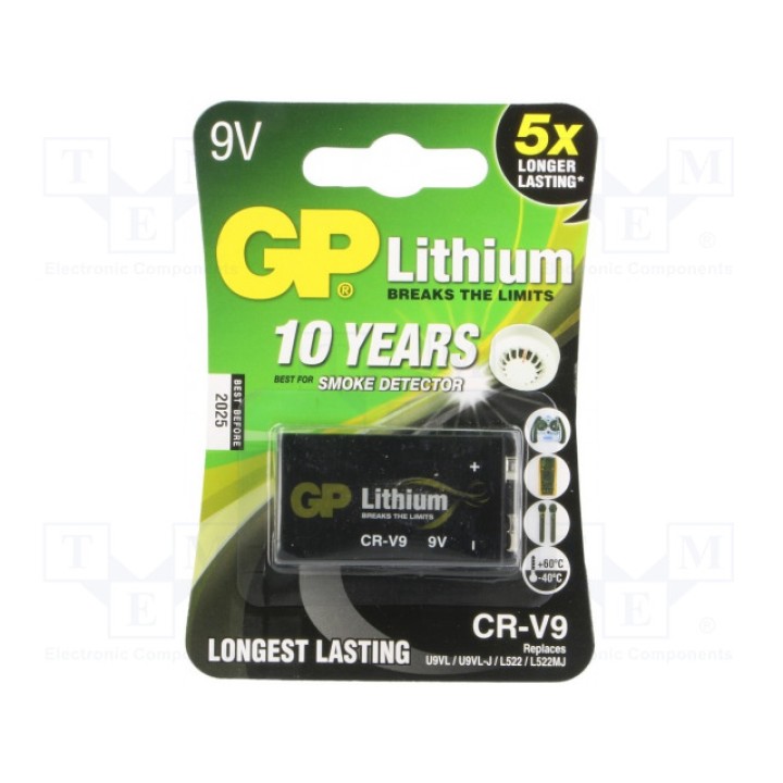 Батарея литиевая GP CRV9 GP B1 (BAT-6F22-LT-GP)