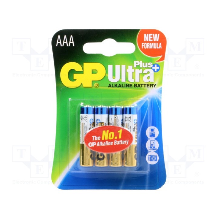 Батарея щелочная GP GP 24AU ULTRA PLUS B4 (BAT-LR03-GP-UP-B4)