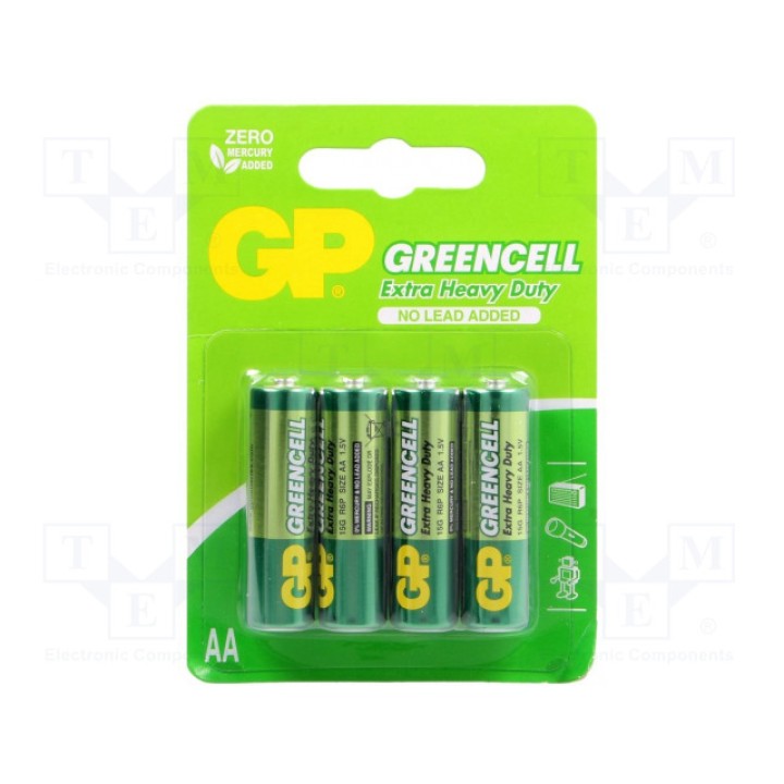 Батарея цинк-хлоридная GP 15G-F4W (BAT-R6-G-B4)