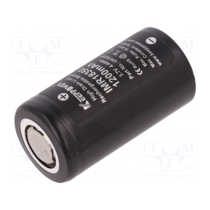 Аккум Li-Ion 18350 KEEPPOWER IMR18350 HIGH DRAIN 1200MAH (ACCU-IMR18350-10A)