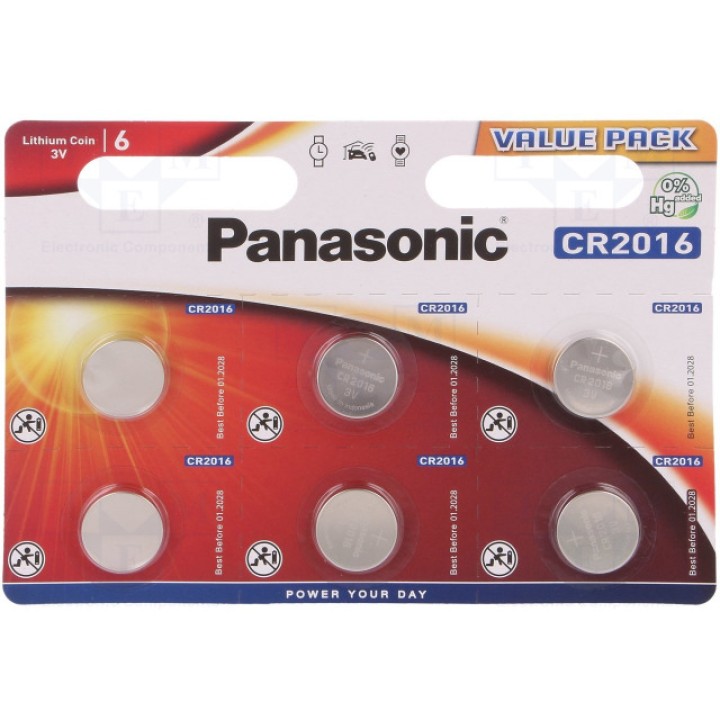 Батарея литиевая PANASONIC 5410853043812 (BAT-CR2016-P-B6)