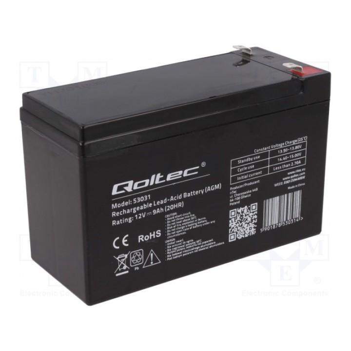 Аккум свиноцово-кислотный QOLTEC 53031 (ACCU-HP9-12-Q)