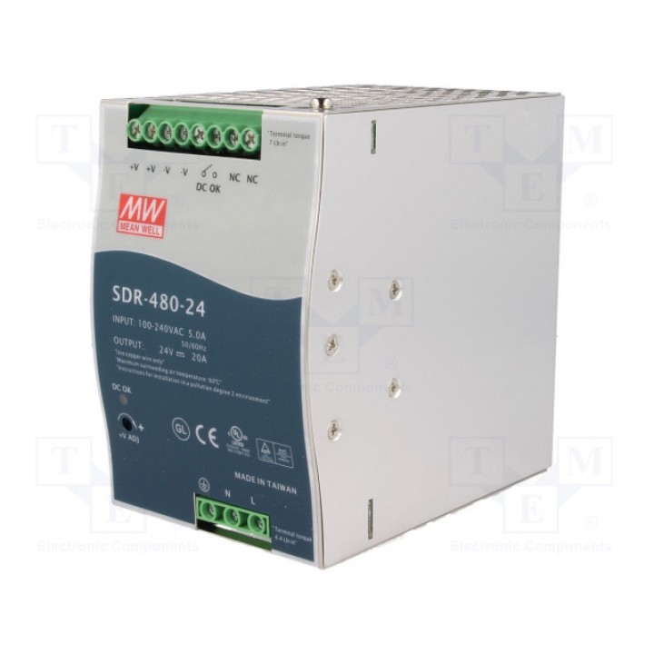 Блок питания импульсный 480Вт MEAN WELL SDR-480-24 (SDR-480-24)