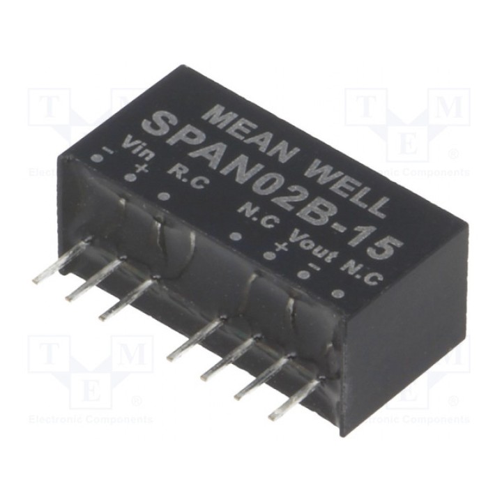 Преобразователь DC/DC 2Вт MEAN WELL SPAN02B-15 (SPAN02B-15)